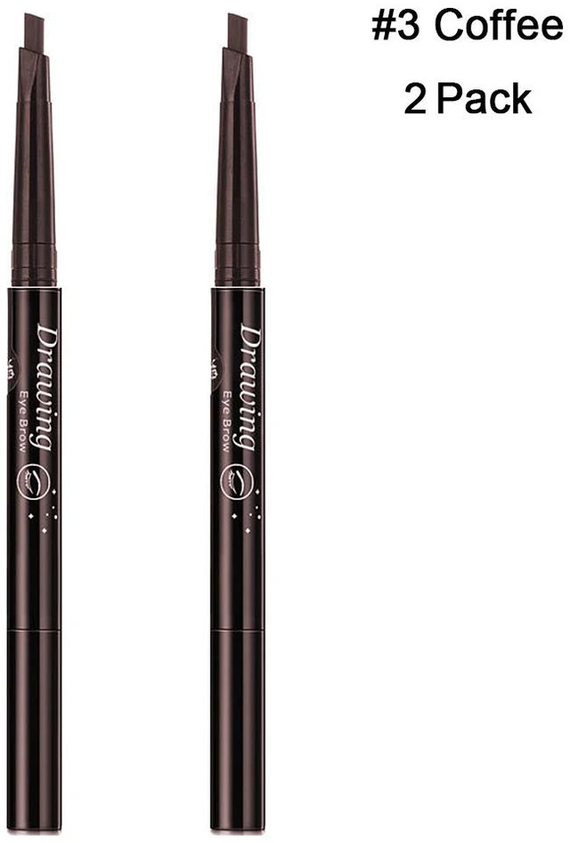 Main image of 2 Pack Eyebrow Pencil Retractable Slant Tip with Brush Double-end Waterproof kafei 2zhizhuang