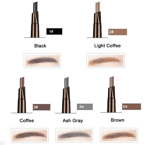 Alt view image 4 of 4 - 2 Pack Eyebrow Pencil Retractable Slant Tip with Brush Double-end Waterproof kafei 2zhizhuang