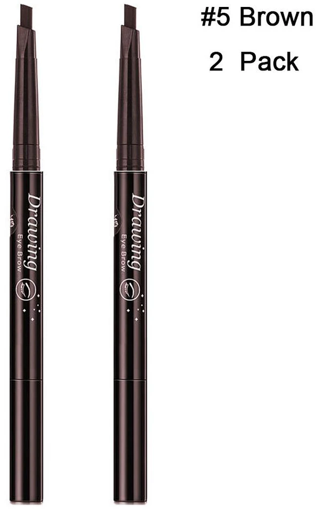 Alt view image 3 of 4 - 2 Pack Eyebrow Pencil Retractable Slant Tip with Brush Double-end Waterproof kafei 2zhizhuang