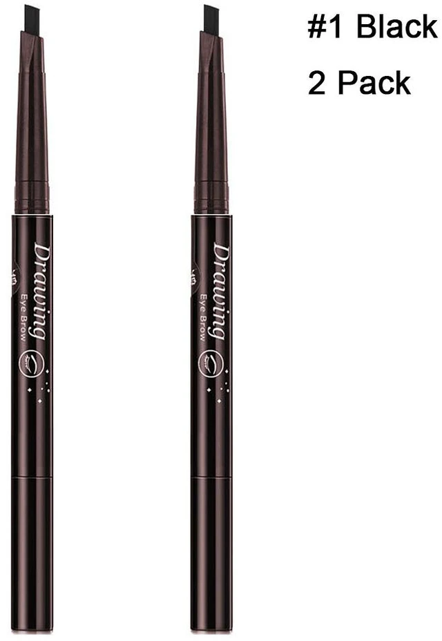 Alt view image 2 of 4 - 2 Pack Eyebrow Pencil Retractable Slant Tip with Brush Double-end Waterproof kafei 2zhizhuang