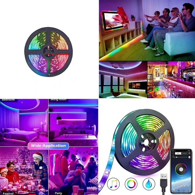 Alt view image 4 of 4 - US 10-36 ft LED Strip Lights 5050 RGB Music Sync Bluetooth Room Light
