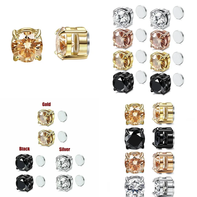 Alt view image 2 of 3 - US 1 Pcs Stainless Steel Magnetic Stud Earrings Men Women Non-piercing Clip on