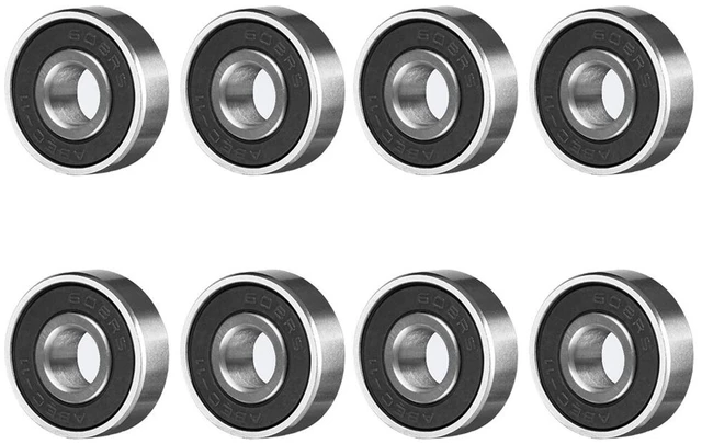 Main image of US 8 Pcs Skateboard Longboard Bearings PRECISION ABEC 9 BLACK SHIELD Size 608