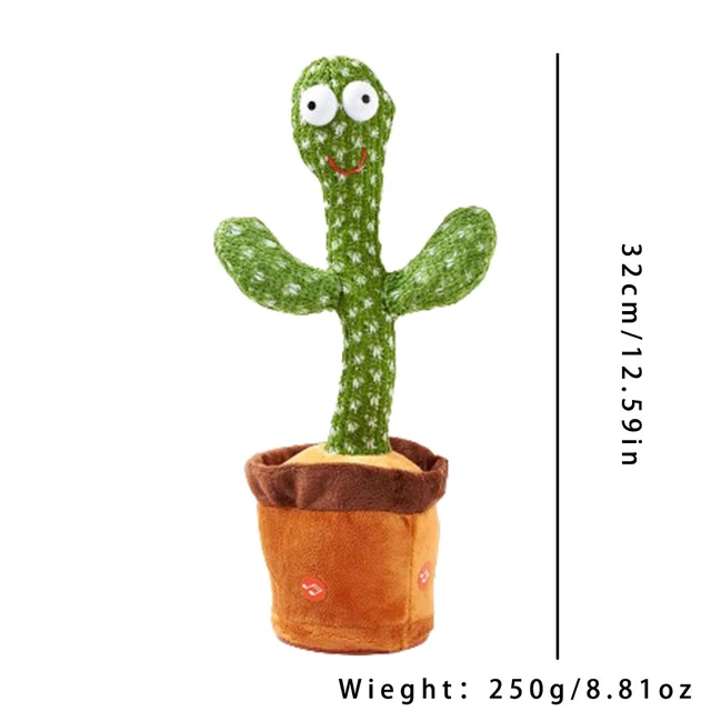 Alt view image 3 of 3 - US 1 Pcs Tiktok Dancing Cactus Repeat Talking Plush Toy Singing Education Deco