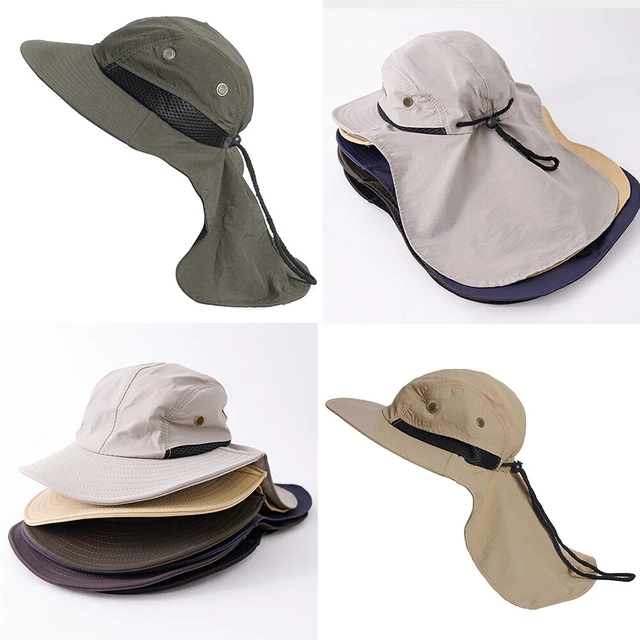 Alt view image 5 of 5 - US 1 Pack Fishing Hat Wide Brim Neck Cover Flap Cap Sun Protect Hiking Outdoor