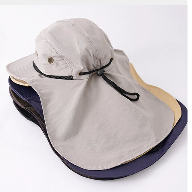 Alt view image 4 of 5 - US 1 Pack Fishing Hat Wide Brim Neck Cover Flap Cap Sun Protect Hiking Outdoor