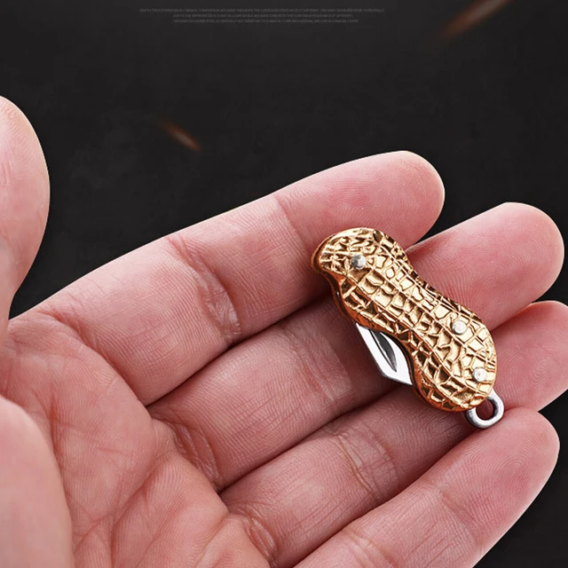 Alt view image 3 of 4 - US 2 Pcs Mini Portable Folding Knife Peanut Shape Necklace Stainless Steel EDC