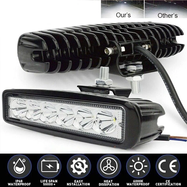 Alt view image 3 of 5 - US 2 Pack 6'' LED Work Light Bar 18W Lamp Flood Spot Work Driving Fog SUV ATV