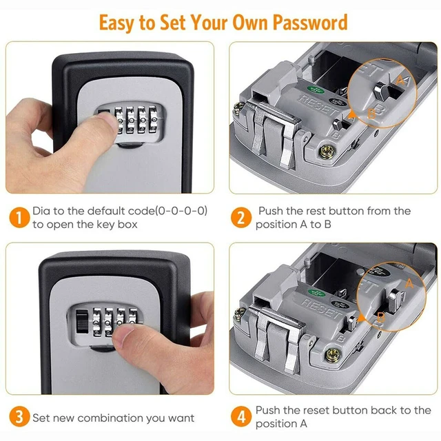 Alt view image 5 of 5 - US 1 Key Lock Box 4-Digits Combination Weatherproof Wall Mount Security Code