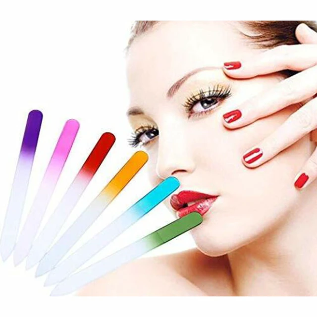 Alt view image 3 of 5 - US 7 Pcs Glass Nail File w/ Case Crystal Fingernail Pedicure Set Double Sided