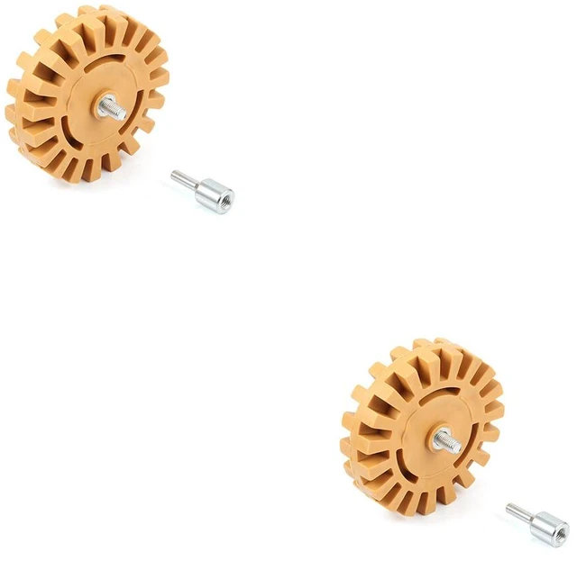 Main image of US 2 Pc 4 Decal Removal Wheel ABN Rubber Eraser Drill Arbor Adapter Pinstripe