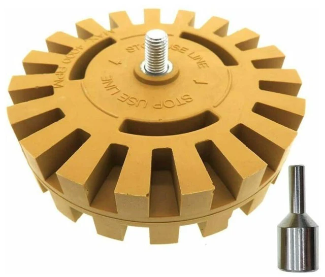 Alt view image 3 of 5 - US 2 Pc 4 Decal Removal Wheel ABN Rubber Eraser Drill Arbor Adapter Pinstripe