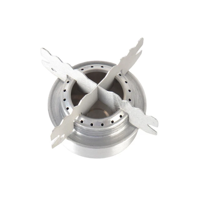 Alt view image 2 of 5 - US 1 Titanium Portable Camping Hiking Alcohol Stove Cross Burner w/ Lid Stand