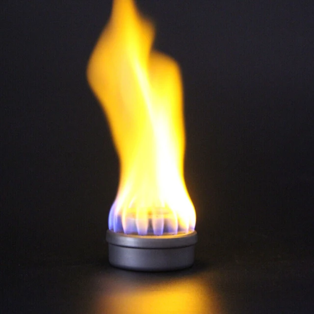Alt view image 4 of 5 - US 1 Titanium Portable Camping Hiking Alcohol Stove Cross Burner w/ Lid Stand