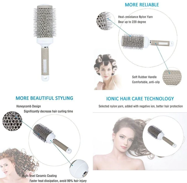 Alt view image 4 of 5 - US 1 Pack 2'' Hair Brush Nano Thermal Ceramic Ionic Round Barrel Comb Styling