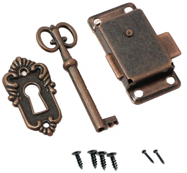 Main image of US Furniture Cabinet Door Lock Set with Key Antique Drawer Wardrobe Lock Dec honggu