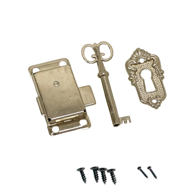 Alt view image 2 of 4 - US Furniture Cabinet Door Lock Set with Key Antique Drawer Wardrobe Lock Dec honggu