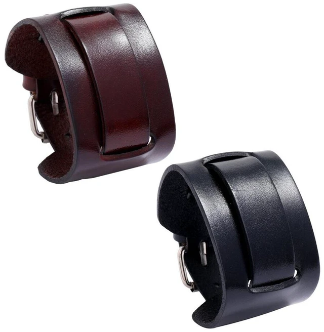 Main image of US 1 Pc Men's Punk Wide Genuine Leather Belt Wristband Bangle Cuff Adjustable