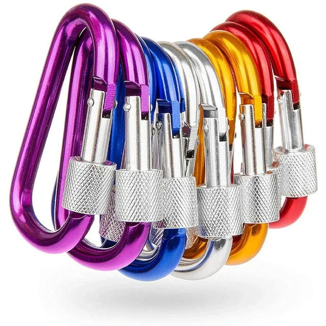 Alt view image 2 of 2 - US 5-10 Pcs Carabiners Clip Multicolor 3 Inch Locking D Ring Shape Clips Fine