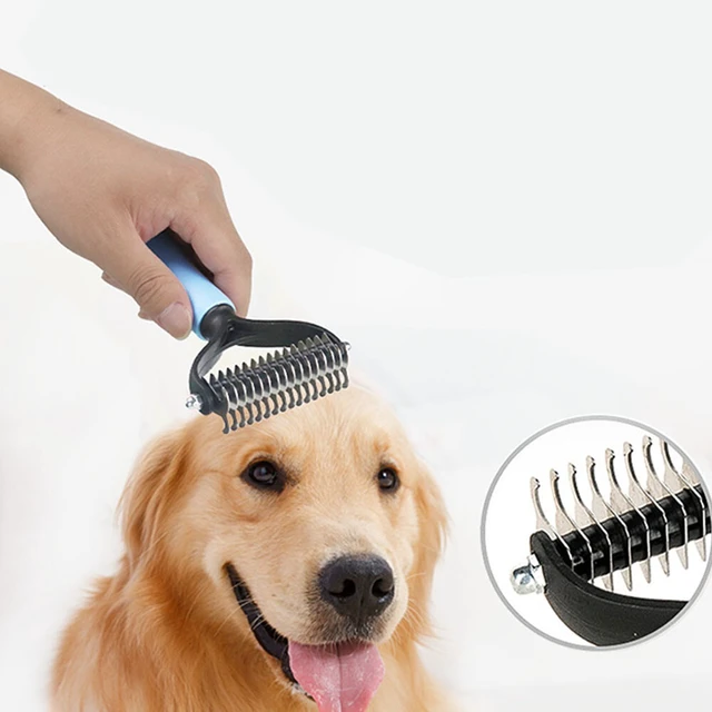 Alt view image 3 of 3 - US Professional Pet Grooming Tool 2 Sided Undercoat Dog Cat Shedding Comb Brush