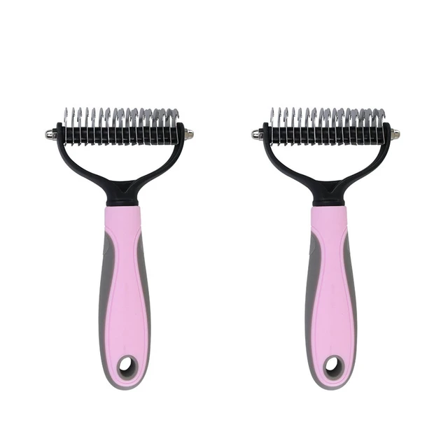 Alt view image 2 of 3 - US Professional Pet Grooming Tool 2 Sided Undercoat Dog Cat Shedding Comb Brush
