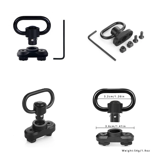 Alt view image 2 of 3 - US 1 Pack 1.25" QD Sling Swivels Mounts for MLock Rail System or Fit Two Point