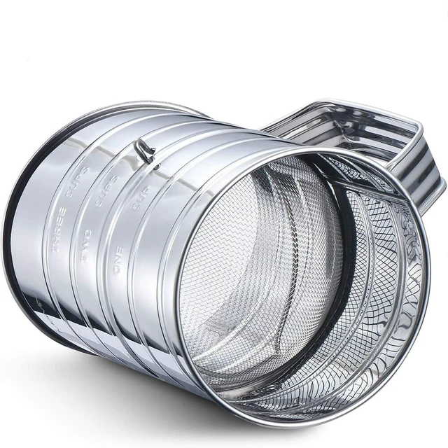 Alt view image 2 of 4 - US 1 Pc Stainless Steel Flour Sifter Fine Mesh Rotary Hand Crank Wire Agitator