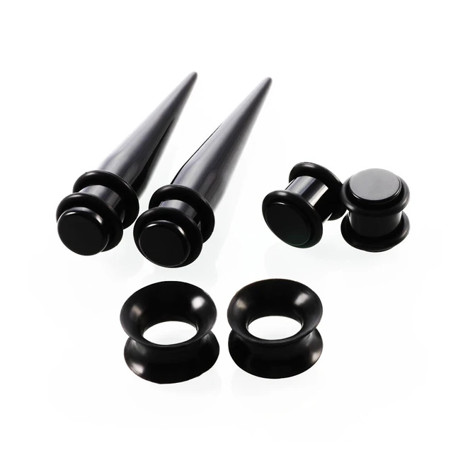 Alt view image 2 of 3 - US 50 Pcs Ear Stretching Kit Gauge Expander Acrylic Taper Plug Silicone Tunnel