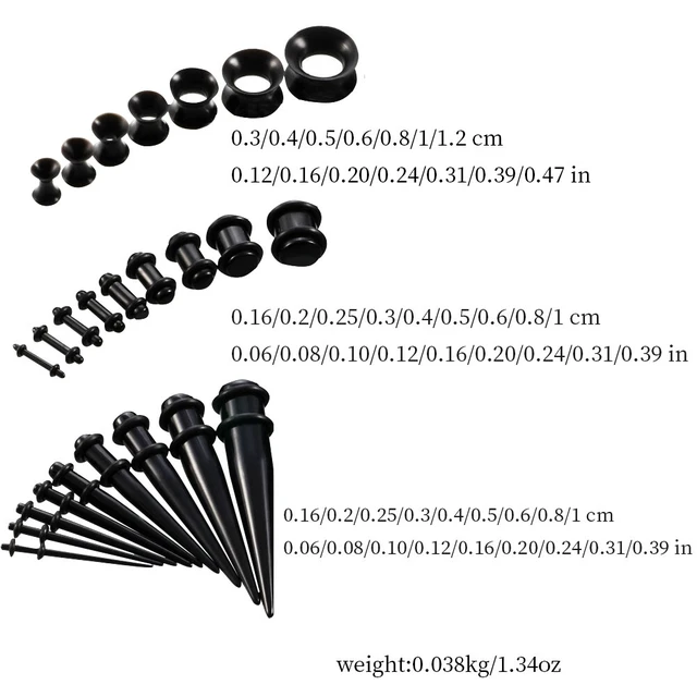 Alt view image 3 of 3 - US 50 Pcs Ear Stretching Kit Gauge Expander Acrylic Taper Plug Silicone Tunnel