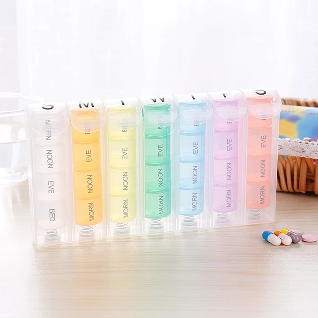 Alt view image 2 of 4 - US 2 Pack Weekly Pill Organizer Planner 7 Day Container Medicine Pop Up