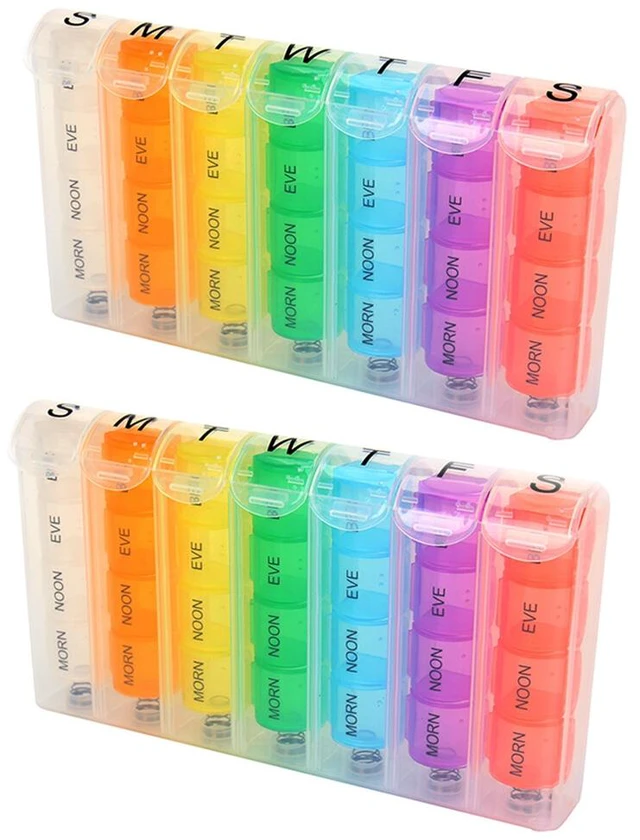 Main image of US 2 Pack Weekly Pill Organizer Planner 7 Day Container Medicine Pop Up