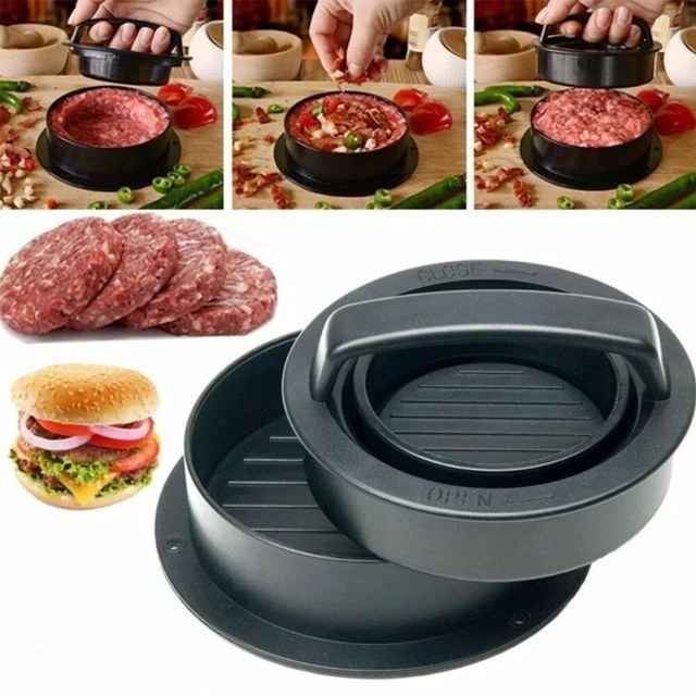 Alt view image 4 of 5 - US 1 Pack Stuffed Hamburger Press Patty Maker Burger 3 in 1 Non-Stick Mold