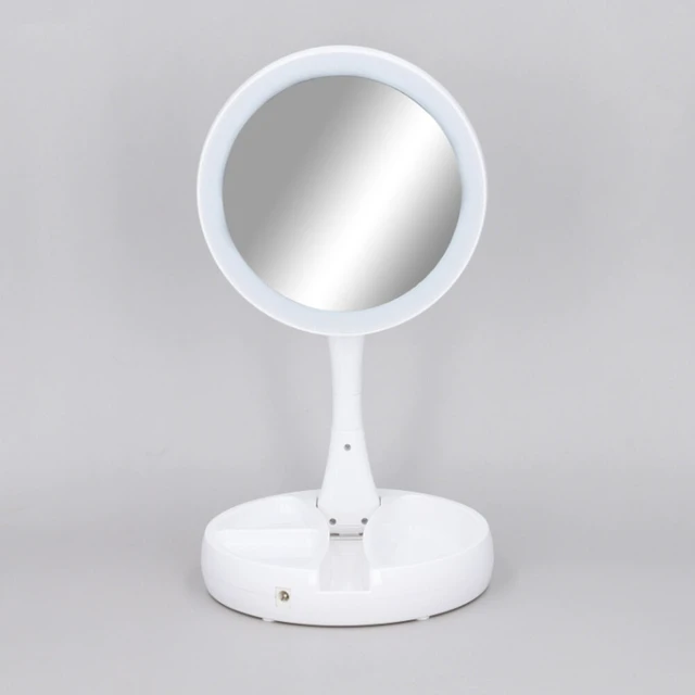 Alt view image 2 of 5 - US 1 Pc Double Sided Magnifying LED Vanity Mirror Height Adjustable Foldable