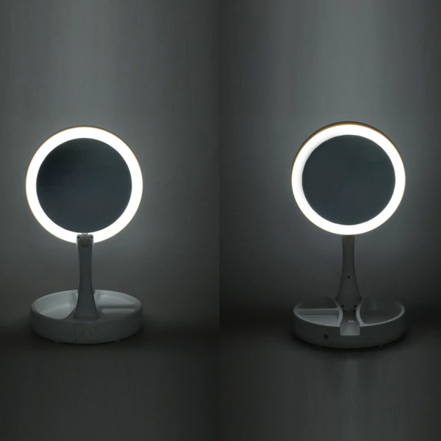 Alt view image 3 of 5 - US 1 Pc Double Sided Magnifying LED Vanity Mirror Height Adjustable Foldable