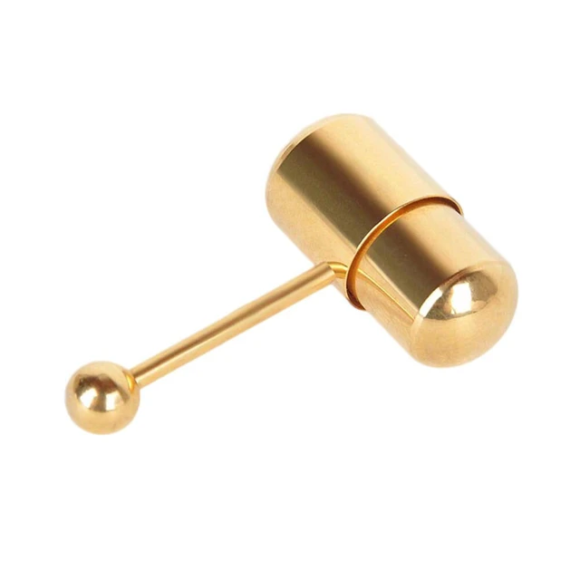 Alt view image 5 of 5 - US 1-2 Pack Vibrating Tongue Ring Stainless Steel Punk Tongue Bar Body Piercing
