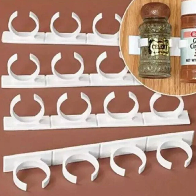 Alt view image 2 of 3 - US 4Pc 20 Slot Jar Spice Clip Strip Door Wall Universal Organizer Rack Gripper