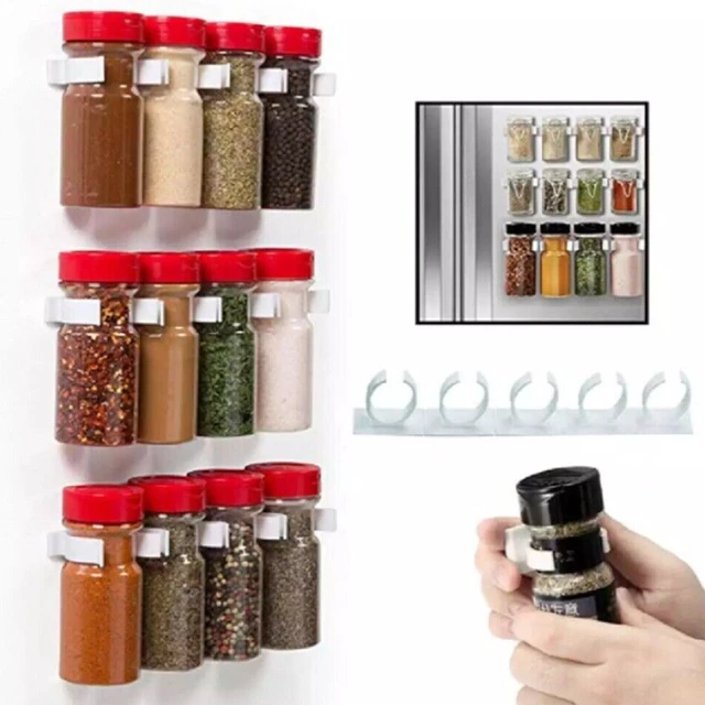 Alt view image 3 of 3 - US 4Pc 20 Slot Jar Spice Clip Strip Door Wall Universal Organizer Rack Gripper