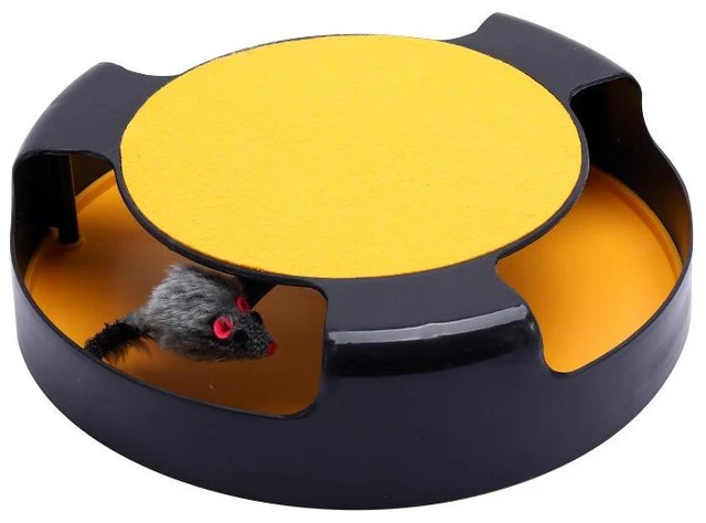 Main image of US 1 Pack Interactive Toys Cats Mouse Moving Round Scratch Pad Pet Fun Kitten huangse