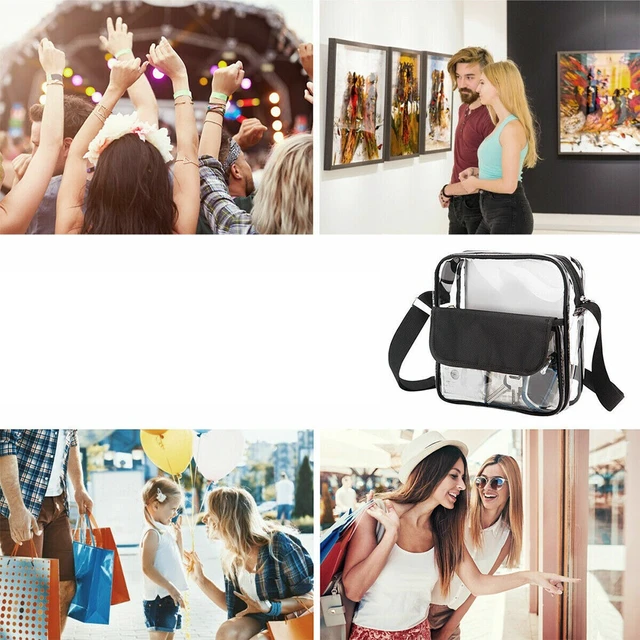 Alt view image 4 of 4 - US Clear Transparent Tote Bag PVC Zipper Stadium Approved Shoulder Handbag Purse 3