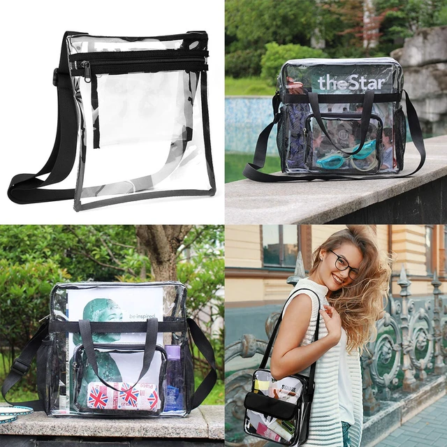 Alt view image 3 of 4 - US Clear Transparent Tote Bag PVC Zipper Stadium Approved Shoulder Handbag Purse 3