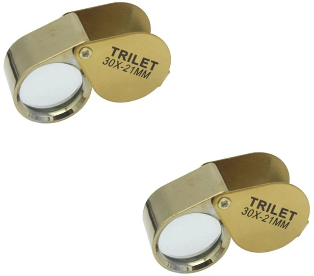 Main image of US 2Pc 30X Jeweler Coin Loupe Magnifier Foldable Pocket Magnifying Glass Eye
