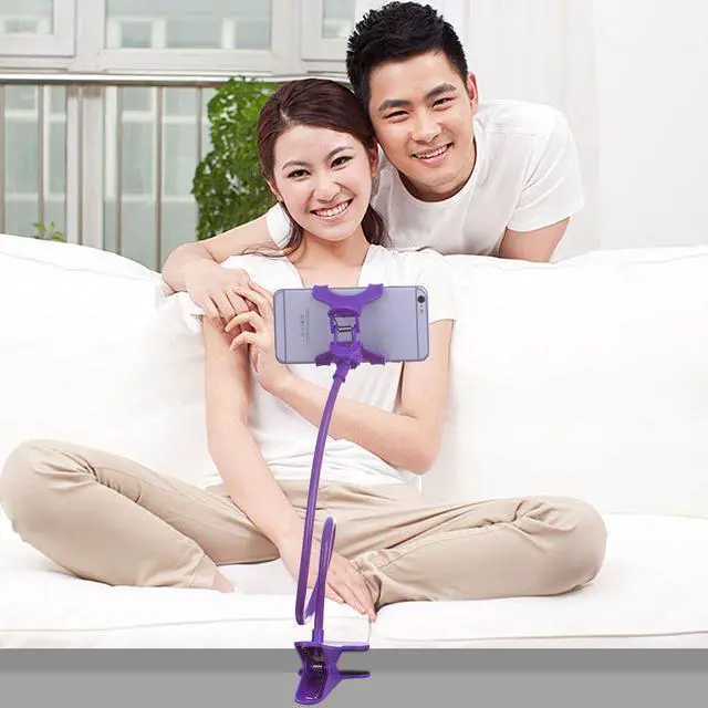 Alt view image 2 of 7 - US Universal Mobile Phone Tablet Mount Holder Flexible Long Arm Bed Desktop Stand, Black