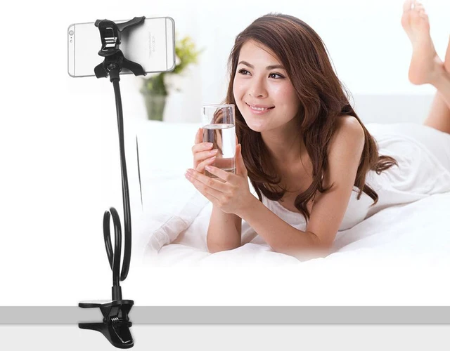 Alt view image 7 of 7 - US Universal Mobile Phone Tablet Mount Holder Flexible Long Arm Bed Desktop Stand, Black