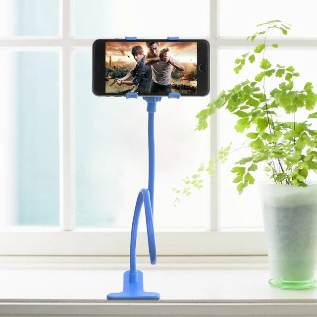 Alt view image 5 of 7 - US Universal Mobile Phone Tablet Mount Holder Flexible Long Arm Bed Desktop Stand, Black