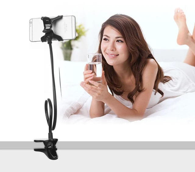 Alt view image 5 of 7 - US Universal Mobile Phone Tablet Mount Holder Flexible Long Arm Bed Desktop Stand, Black