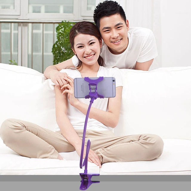 Alt view image 6 of 7 - US Universal Mobile Phone Tablet Mount Holder Flexible Long Arm Bed Desktop Stand, Black