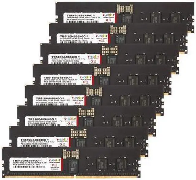 Main image of V-COLOR DDR5 128GB (16GBx8) 4800MHz CL40 2Gx8 1Rx8 ECC R-DIMM (ECC Registered DIMM) 1.1V Memory Ram for Server and Workstations with Hynix IC (TR516G48S840O)