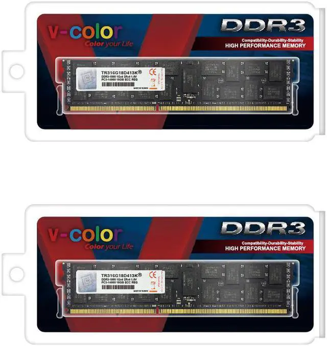 Alt view image 2 of 3 - V-Color Mac Series 32GB (2 x 16GB) DDR3 1866 (PC3 14900) ECC Registered SK Hynix Mac - Memory Model TR316G18D413K