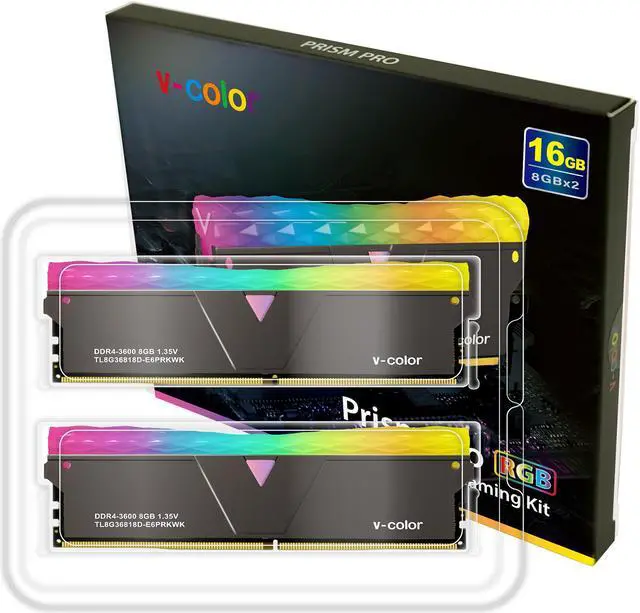Alt view image 3 of 5 - V-COLOR Prism Pro RGB 16GB (2x8GB) DDR4 3600MHz (PC4-28800) U-DIMM 1.35V SK Hynix IC Gaming Memory - Black (TL8G36818D-E6PRKWK)