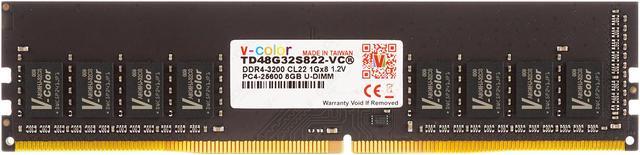 Main image of v-color 8GB DDR4 DRAM 3200MHz (PC4-25600) CL22 1.2V U-DIMM Desktop Memory Ram Upgrade Module TD48G32S822-VC